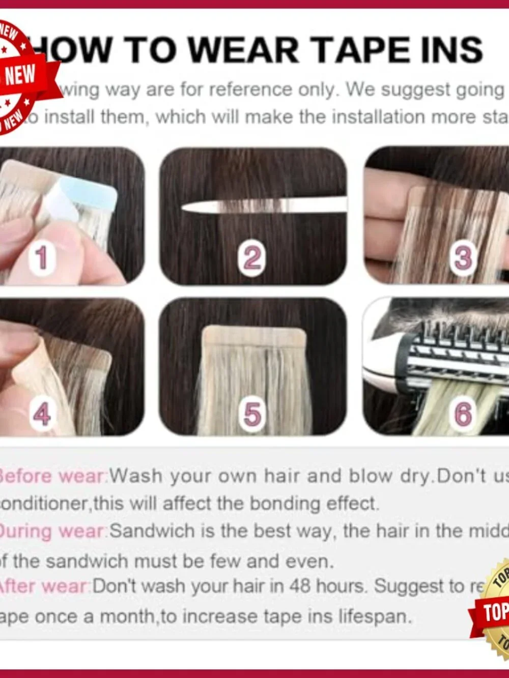 Human Hair Tape-In Extensions 20 Pack Straight 24 Inch Salon Quality